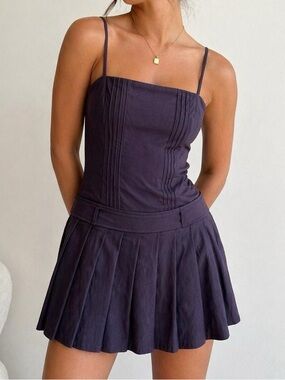 Wild Fable Corset Mini Dress Purple Pleated Skirt Size M NWOT